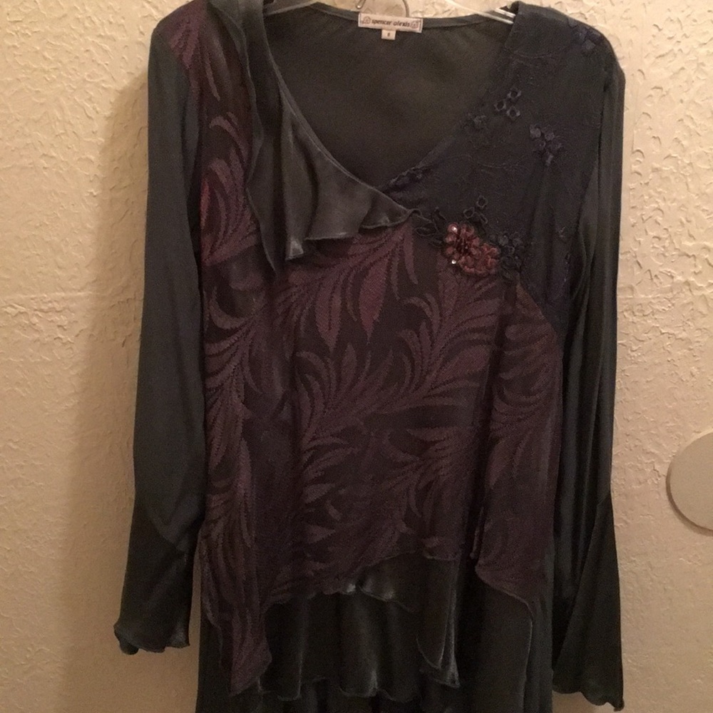 Spencer Alexis Green vintage shirt & skirt set